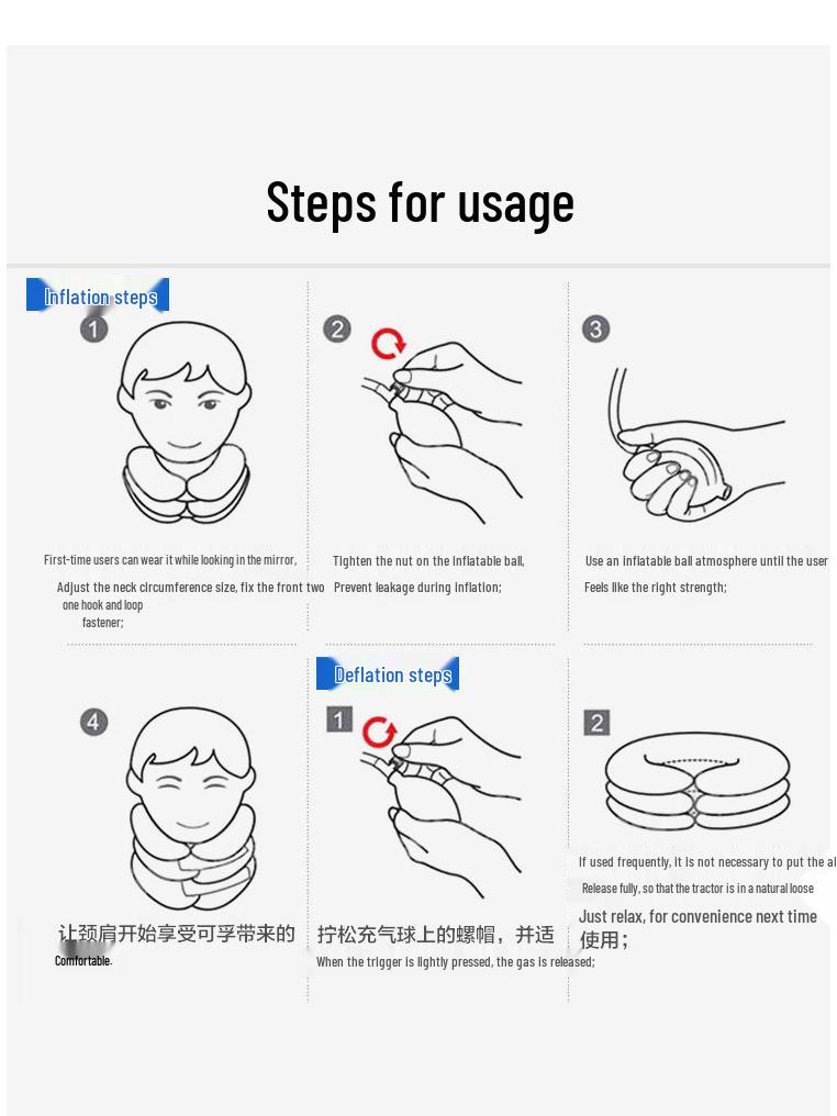 Inflatable Cervical Traction Neck Support Velvet Device