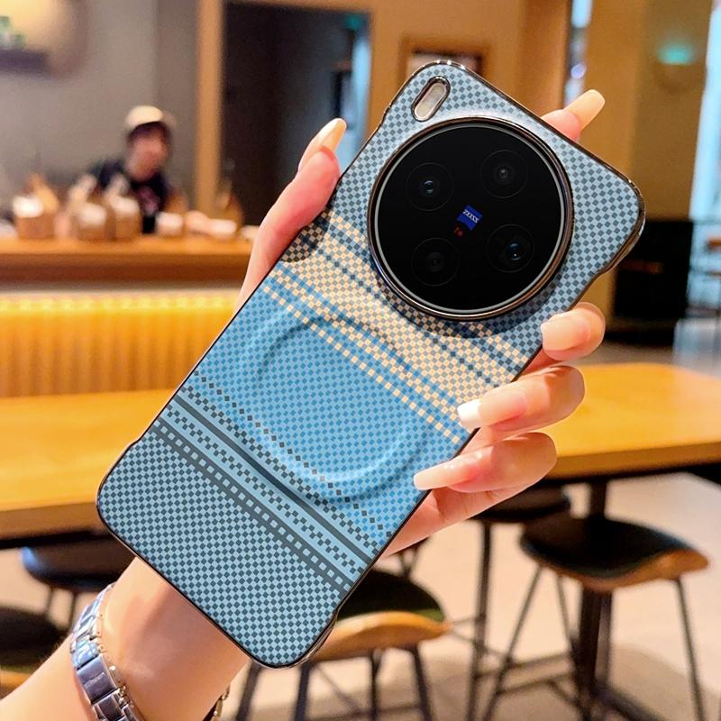 Kevlar Leather Texture Case for vivo X300 Ultra X300s X200 Pro Mini Magnetic Ultra Thin Half Cover Heat Dissipation Hard Shell