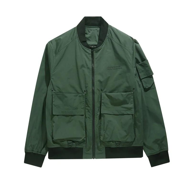 Jaqueta Masculina Jaqueta Multibolsos Casual Roupa de Trabalho Piloto Uniforme de Baseball Masculino Jaqueta Curta
