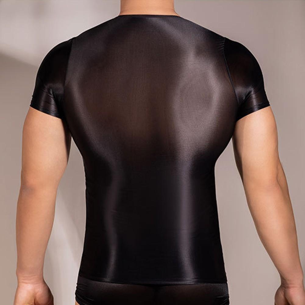 Bequemes Herren T-Shirt Nylon Durchsichtig Sexy Glänzend