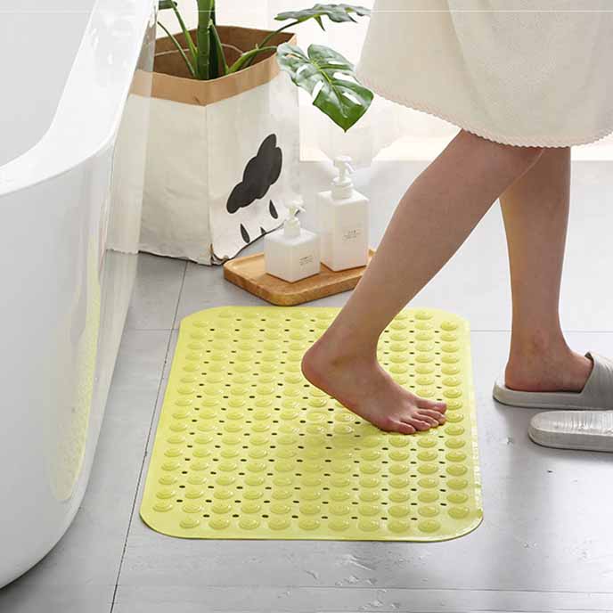 PVC Non-Slip Bath Mat with Suction Cups Shower Bathtub Mat Anti-Fatigue Bathroom Floor Mat Massage Foot Pad