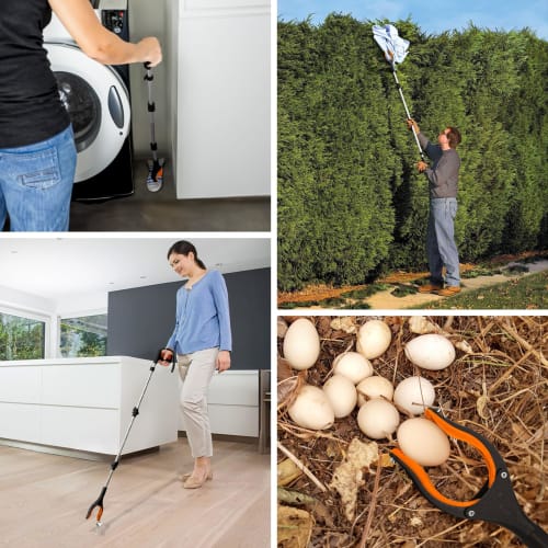 Housolution Magic Hand, Grab Rod, Trash Picker, Helper Hand, 110cm Long, 3kg Weight Capacity, Long Type, Built-in Magnet, 3-Tier Folding, Aluminum All