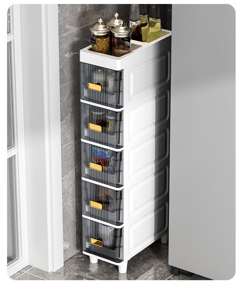 Waterproof Ultra-Narrow Storage Cabinet for Bathroom, Kitchen, and Refrigerator Gaps