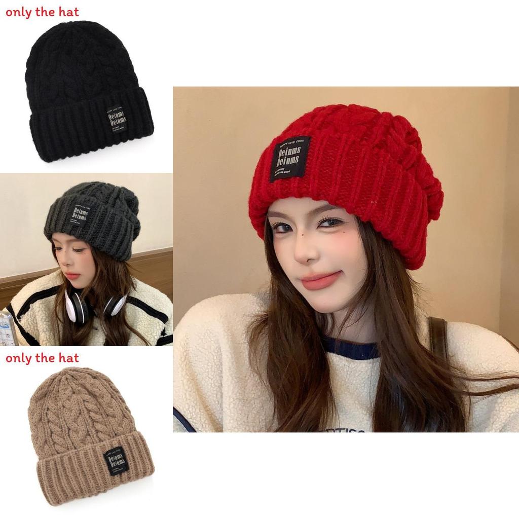 Knit Hat With Embroidered Letters For Winter Warmth And Windproof Protection