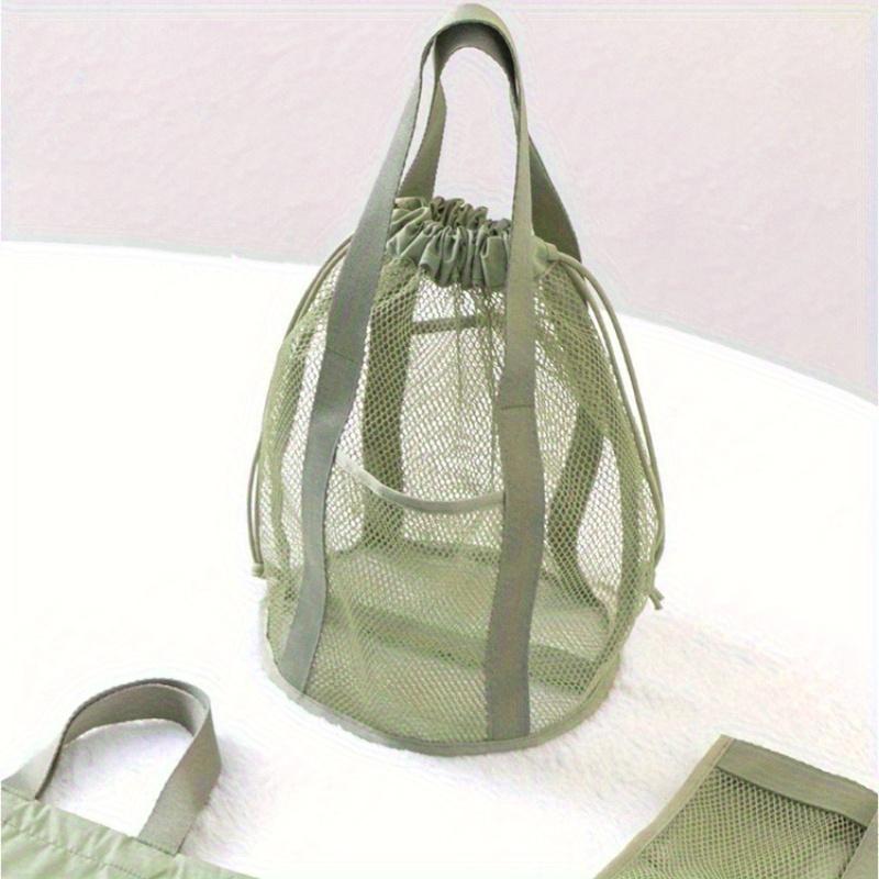 Travel Large Capacity Mesh Nylon Cosmetic Bag Organizer Foldable Casual Mesh Drawstring Bags Rope Bundle Pocket Swim Washing Bag