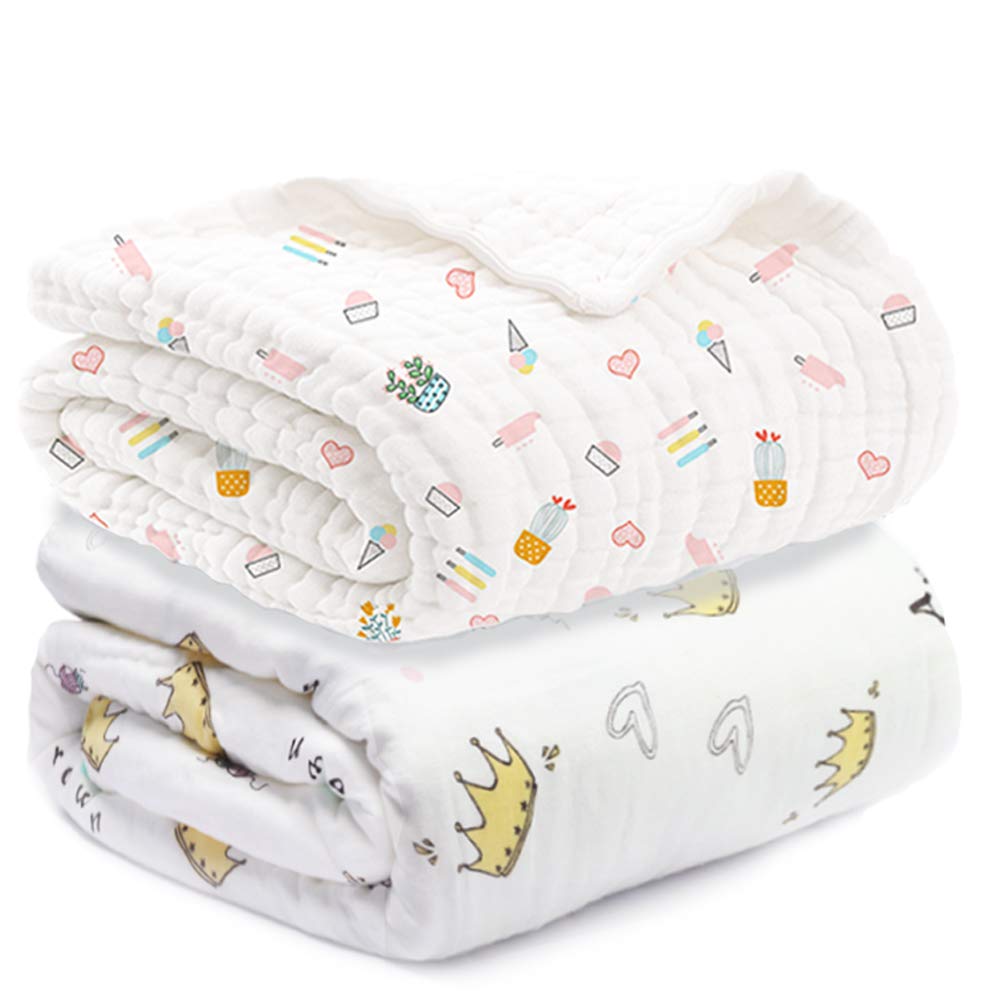 

Gauze Baby Bath Gauze Cotton of [LILY CUPS] Towels, Towels, 6-Layer Blanket, 100% (Set 2, 110110cm)