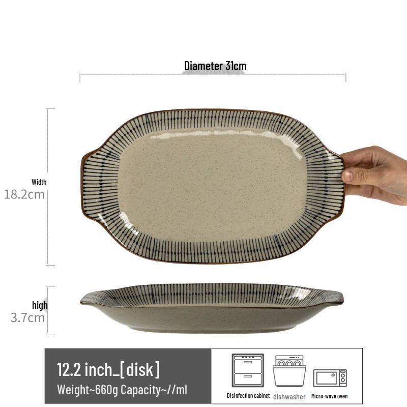 Retro Japanese Bamboo Hat Ceramic Bowl, 7-inch Tableware for Breakfast, Noodles, or Rice.
