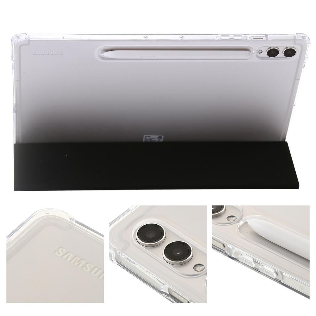 Pro Samsung Galaxy Tab S10+ Pouzdro Skládací Stojan Kůže+TPU+Akryl Průhledná Zadní Strana Kryt na Tablet