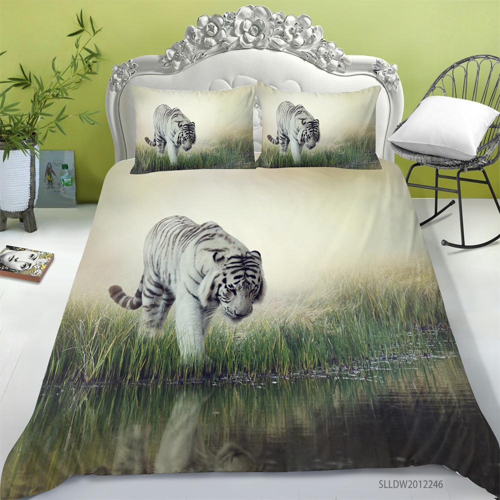 2023 w nowym stylu pościel garnitur 3D nadruk tygrysa kapa na kołdrę wzór lwa tekstylia domowe dzieci pojedynczy rozmiar poszewka na pierzynę poszewka na poduszkę