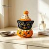 Wasserdichte Schreibtischstatue Halloween Schwarze Katze Kürbis Figur, Süß Gruselig für Innen Kamin Deko Harz für Zuhause Party Regal Kamin Tischplatte