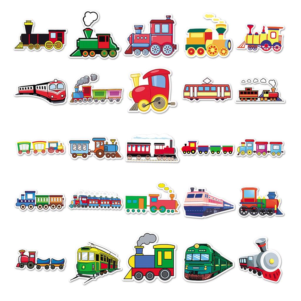 50 Sheets of Cute Train Cartoon Stickers - Waterproof DIY for Phones & Suitcases