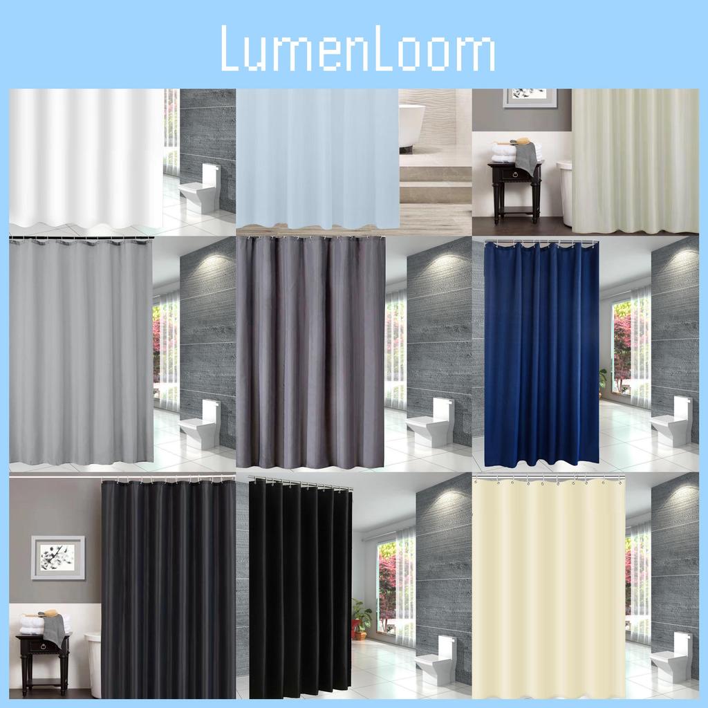 Waterproof Solid Color Polyester Shower Curtain Hooks Set For Decor Bathroom