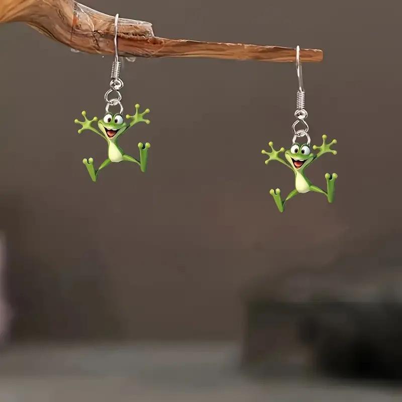 Acryl 2D Flache Ohrringe Cartoon Stil Tierdesign Anhängerohrringe Persönlichkeitszubehör Für Frauen