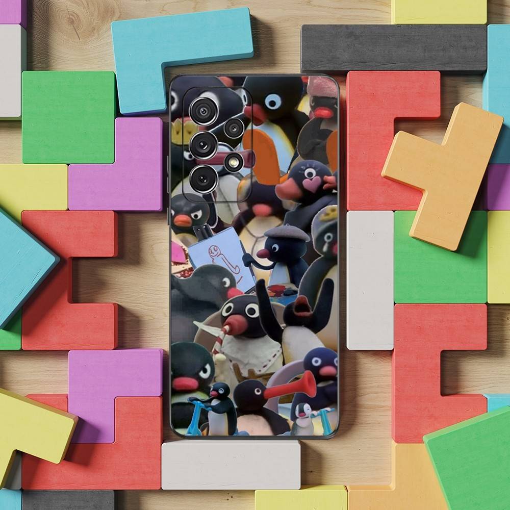 Süßes Tier P-Pingu Pinguin Hülle Für Samsung S21,S9,S22,S25,S20,S10,Plus,Ultra,S24,S23,FE,Lite,Weiches Silikon Schwarz