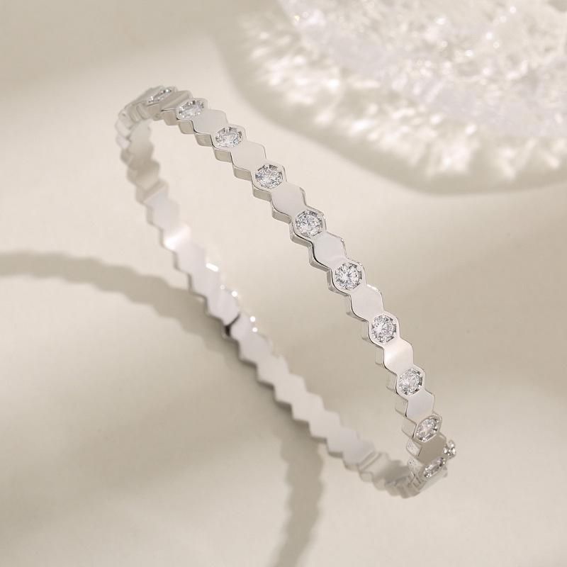 Luxury Geometric Zirconia Honeycomb Bracelet with Clasp In Three Colors