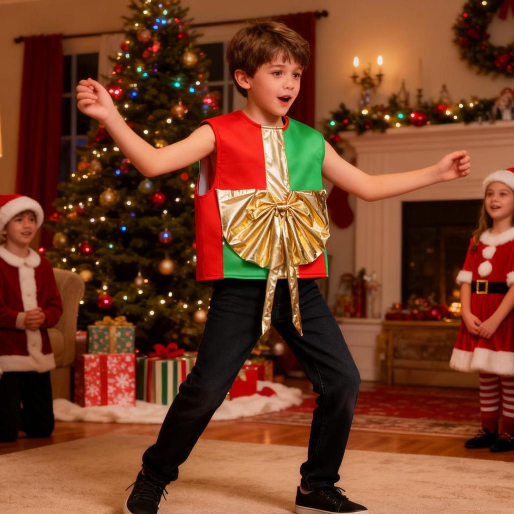 Christmas Costumes for Kids Children Cosplay Sleeveless Top Holiday Dress Up Clothes for Boys Girls Themed Parties Holiday