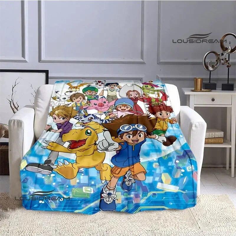 Digimon Cartoon Printing Blanket Flange Warm Blanket Picnic Blanket Home Travel Blanket Bed Linings Birthday Gift