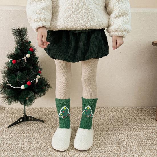 1 Pair Plush Christmas Socks with Non-Slip Grip Festive Holiday Floor Socks Soft Warm Fleece Stockings Gifts for Kids Adults