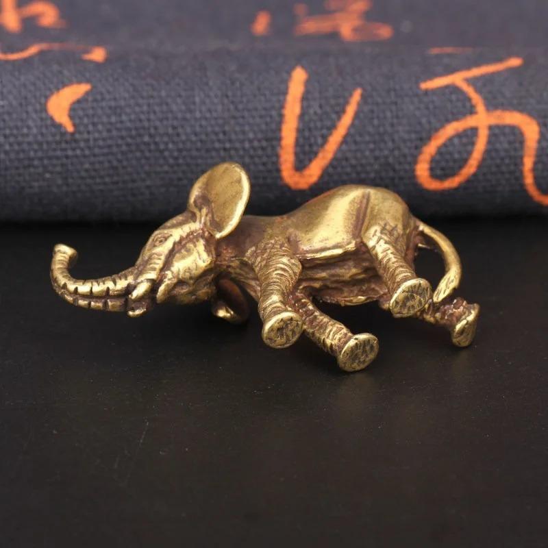 1pcs Home Office Desk Elephant Decor Statue Metal Craft Decoration Mini Ornament for Tabletop and Shelf Display