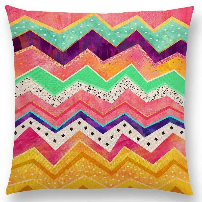 Neuer Sonnenaufgang Und Mond Verträumte Gipfel Farbenfrohe Berge Welt Abstraktes Geometrisches Muster Kissenbezug Auto Sofa Dekokissenbezug