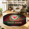 Round Rug Custom NameWales Rugby Pattern Non Slip Carpet Home Floor Decor