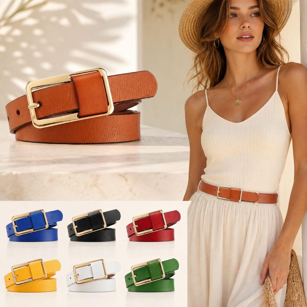 Metal Buckle Pin Buckle Belt Versatile Thin Leather Belt Fashion Genuine Leather Belt For Women