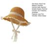 Women Beach Hat Large Eaves UV Blocking Foldable Portable Handmade Straw Hollow Sun Protection Hat with Lace Ties
