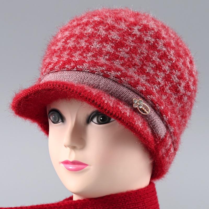 Winter New Velvet Warm Wife Hat Versatile Old Hat Women's Cold-proof Knitted Wool Hat