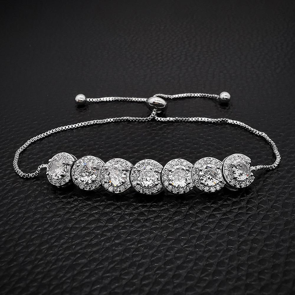 Classic Full Diamond Crystal & Emerald Zircon Adjustable Women's Bracelet S5243