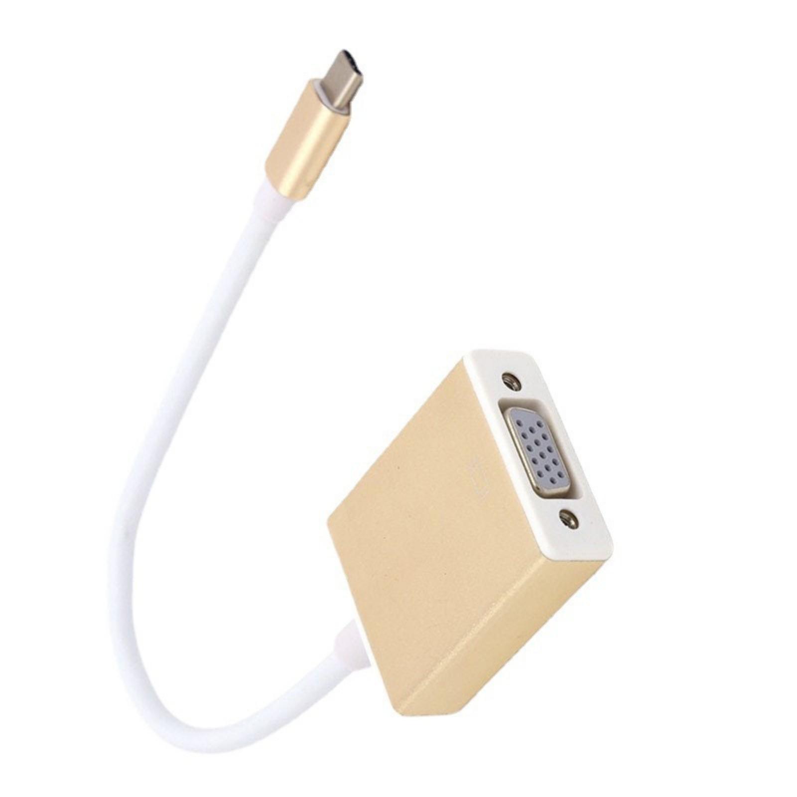 

Кабель-адаптер Type C на VGA 15-контактный D-sub гнездо-гнездо шнур для ноутбука ПК монитора проектора золотой