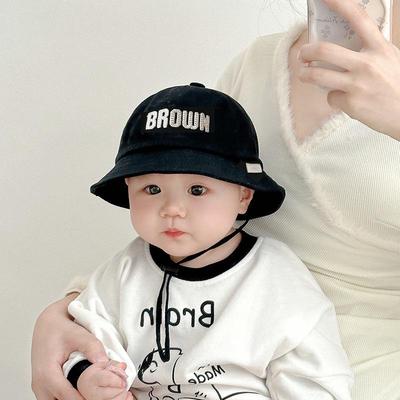 Letter Baby Bucket Hat With Rope Summer Outdoor Baby Boys Girls Sun Basin Hat Adjustable Infant Toddler Fisherman Hats