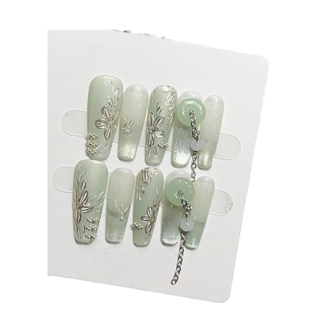 

Украшения и Нефрит Высококлассное Чувство Носимая Броня Расписанное Вручную Волшебное Зеркало Маленький Кошачий Глаз Нейл-арт Цепь Пряжка Мира Накладные Ногти extra small XS