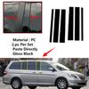 Door Trim Pillar Posts Gloss Piano Black Cover 6 Pcs For Honda Odyssey 2005-2010