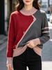 Women's Color-Block Knit Half-High Neck Sweater - Slim Fit, Age-Reducing, Stylish, Cozy Autumn/Winter Top