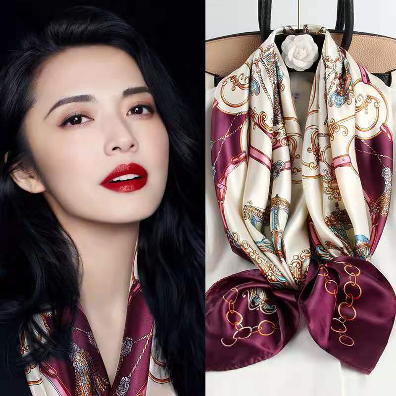 Hangzhou Silk 90 Square Scarves Silk Scarves Women Travel With Shirts Spring And Autumn Versatile Small Shawls