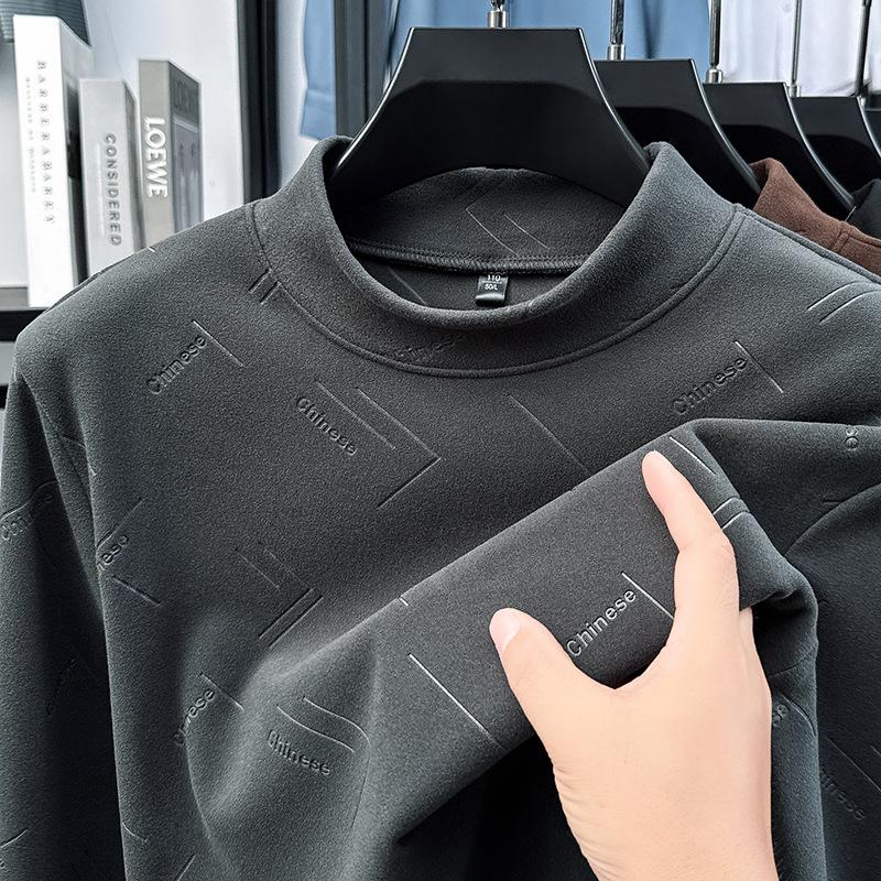 

Men s Double-Sided Fleece Warm Long Sleeve Mid-Neck Base Layer T-Shirt for Autumn/Winter 130-4XL сірий колір