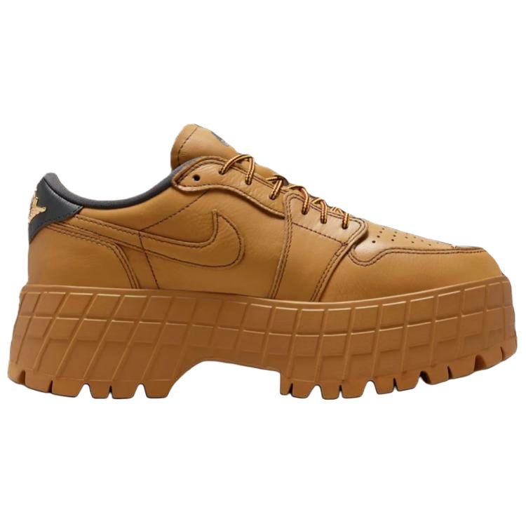 Air Jordan 1 Low Brooklyn Wheat Women Sneakers Brown Team-Red Metallic-Gold HF3184-700