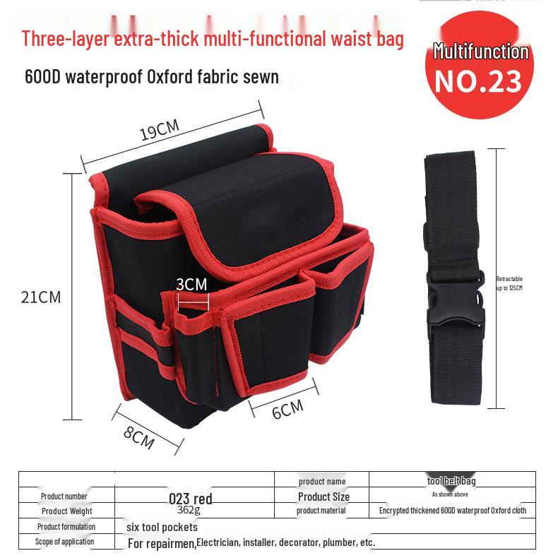 Thickened Canvas Multi-Tool Waist Bag with Large and Small Pockets for Electricians