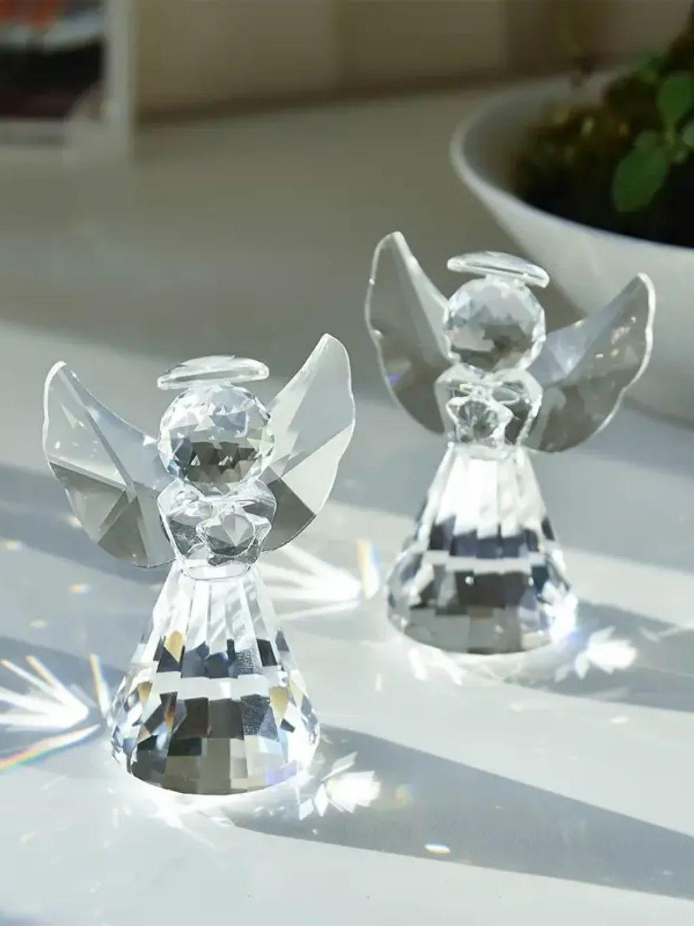 1 transparent crystal angel statue, glass angel statue collection, Christmas and birthday home decoration gift