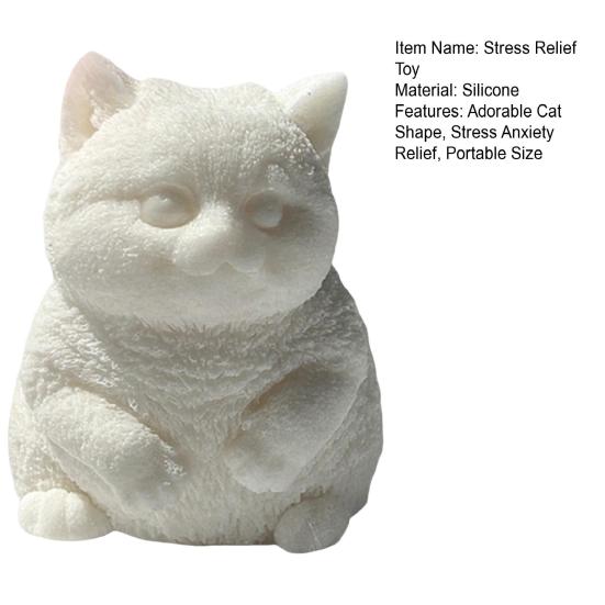 Simulation Cat Squeeze Toy Anxiety Stress Relief Kitten Pinch Sensory Toy Kids Adults Soft Silicone Stress Ball Animal Fidget Toy