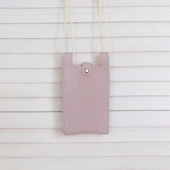 Knitted Mobile Phone Bag Solid Color Shoulder Bag Crossbody Sling Bag with Adjustable Strap for Street Daily Outings Travel Commuting