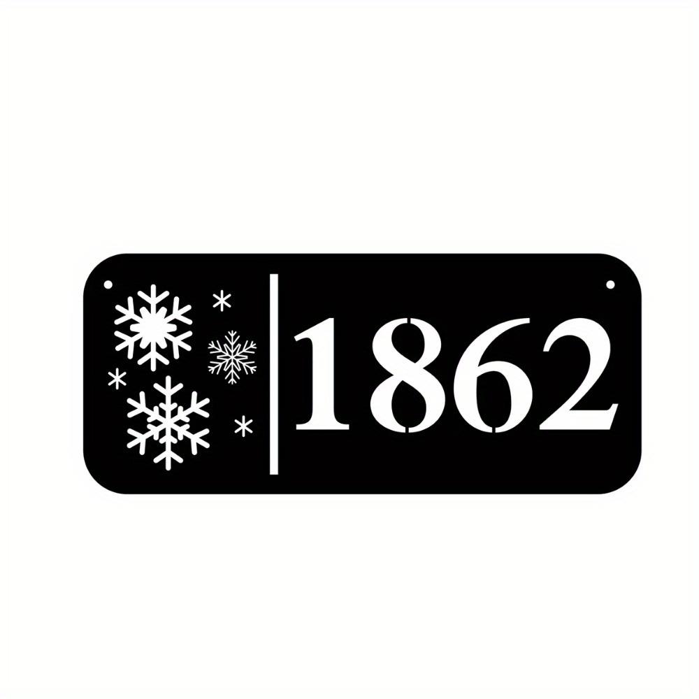 Custom Metal Frosty Flake House Number Sign, Personalized Outdoor Address Plaque, Wall Decor