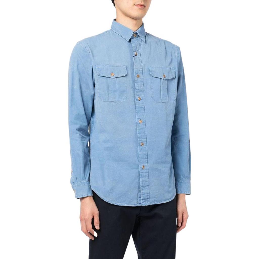 Polo Ralph Lauren Solid Color Polo Collar Long Sleeve Shirt Men shirts Blue 710864176-001
