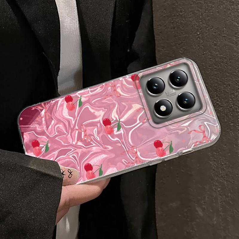 Pink Cherry Bow Leopard Star Heart Girls Women Phone Case For Xiaomi 14T 13T Pro 14Tpro 11 Lite 5G NE Shockproof Fundas Cover
