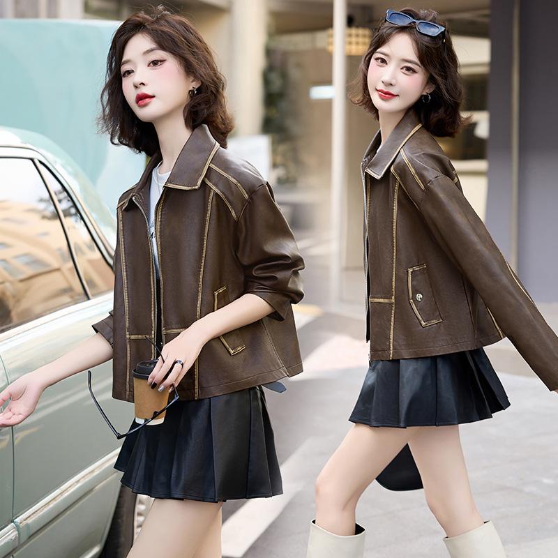 

Женская винтажная куртка из искусственной кожи в корейском стиле - Коллекция Осень 2024 XL (62.5-70 kg) коричневый/красный