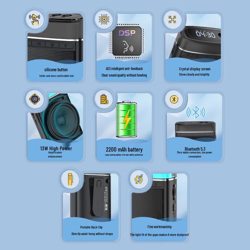 Soai S328 Portable Voice Amplifier & Bluetooth Speaker for Teachers