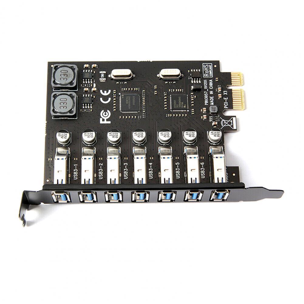 Placă adaptor PCI-E la USB 3.0 cu 7 porturi pentru PC desktop - Nu necesită alimentare externă, Chip NEC