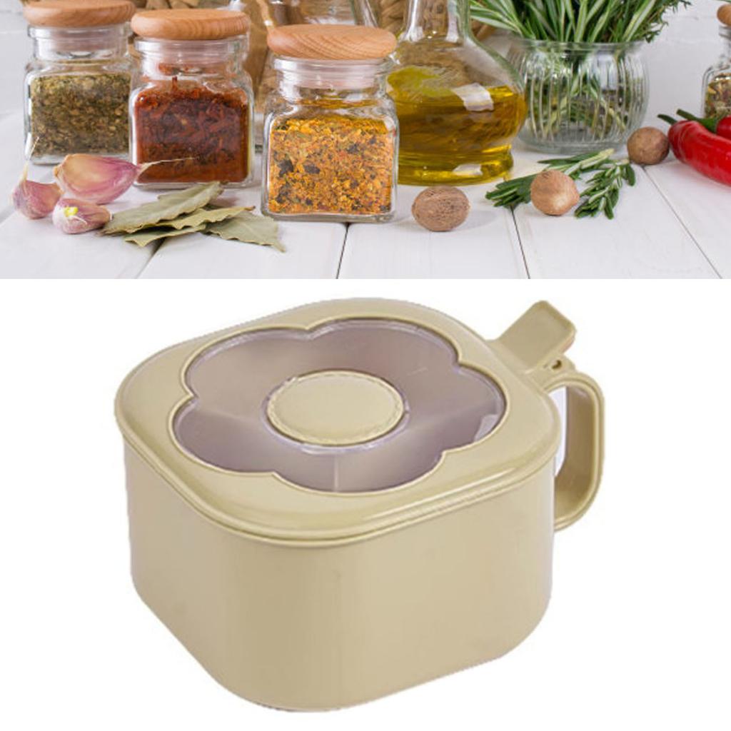 Spice Box 4 Compartment Kitchen Seasoning Container with Spoon Condiment Jar with Flower Shaped Window for Spice Salt