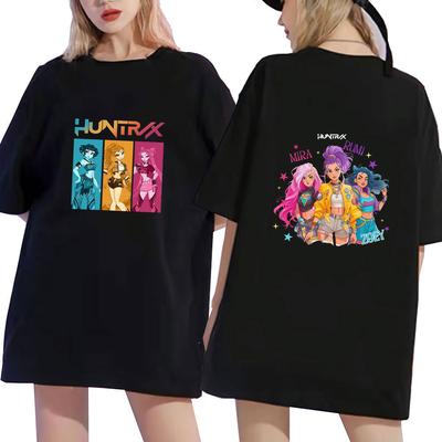 Women's T-shirts Kpop Demon Hunters Fashion Couple Clothing Cotton Casual Oversized T-Shirt
