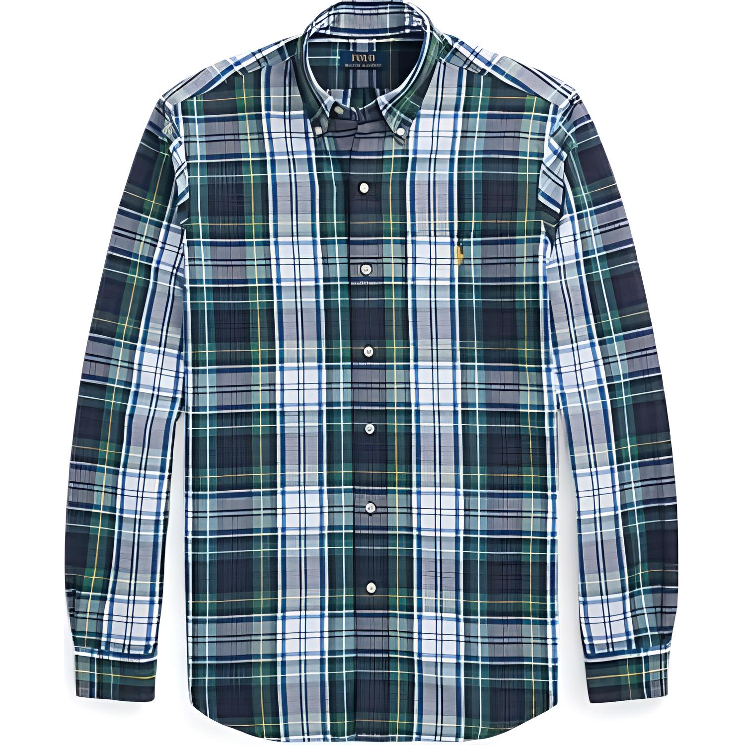 

Рубашка с длинным рукавом Polo Ralph Lauren в клетку с пуговицами на воротнике для мужчин, зеленая MNPOWOV16823861100 XL